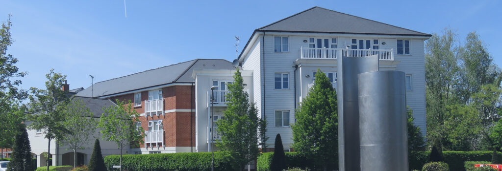 New flats with green trees